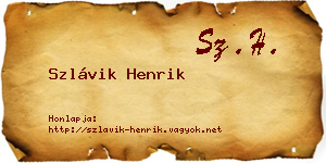 Szlávik Henrik névjegykártya